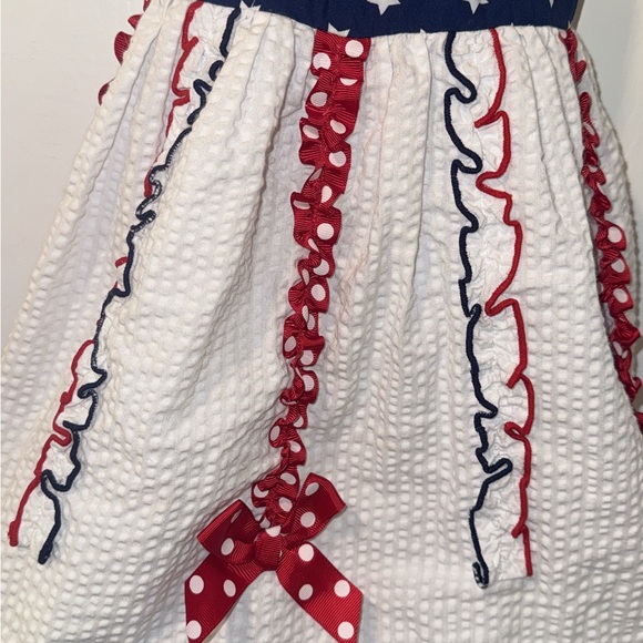 Bonnie Jean Navy and White Star Dress with Red Accents - Picture 3 of 4